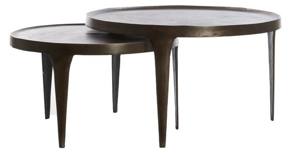 Brązowe okrągłe stoliki zestaw 2 szt. ø 75 cm Tobias – Light & Living