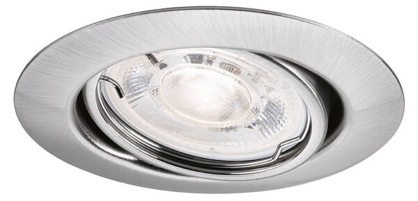 Paulmann – spot wpuszczany BASE, żelazny, Ø 9 cm, 4,9 W, 827, z regulacją kąta możliwość ściemniania, aluminiowy / szary / cynkowy, salon / jadalnia, metal, nowoczesny