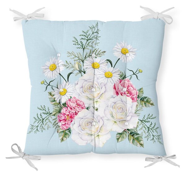 Poduszka na krzesło z domieszką bawełny Minimalist Cushion Covers Spring Flowers, 40x40 cm