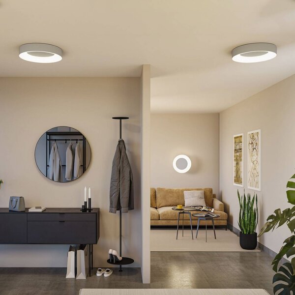 Paulmann Lampa sufitowa Smart LED Casca, aluminium, Ø 40 cm, RGBW, IP44 możliwość ściemniania, aluminiowy / szary / cynkowy, salon / jadalnia, metal, nowoczesny