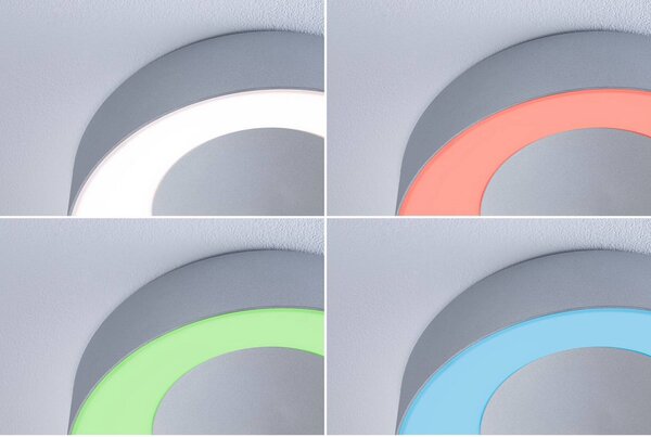 Paulmann Lampa sufitowa Smart LED Casca, aluminium, Ø 40 cm, RGBW, IP44 możliwość ściemniania, aluminiowy / szary / cynkowy, salon / jadalnia, metal, nowoczesny