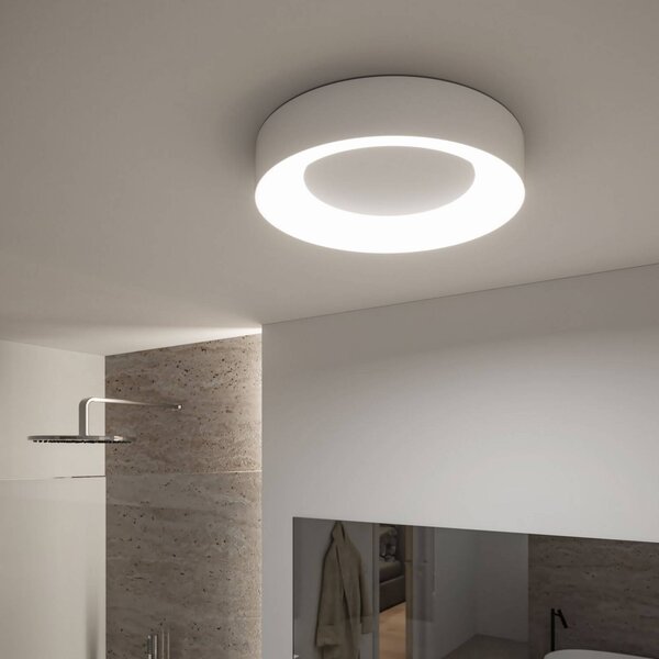 Paulmann Lampa sufitowa Smart LED Casca, biała, Ø 40 cm, RGBW, IP44 możliwość ściemniania, biały / opal, salon / jadalnia, metal, nowoczesny