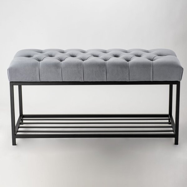 Ławka Pikowana do przedpokoju Industrialna SOFT SHELF BLANCA