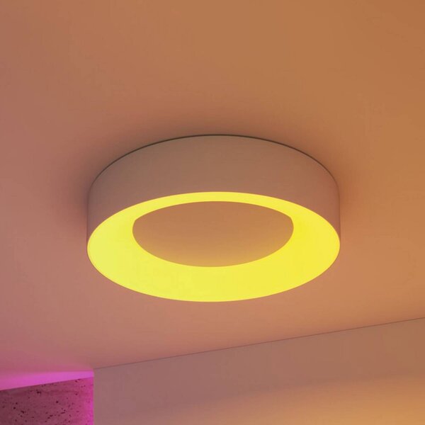 Paulmann Lampa sufitowa Smart LED Casca, aluminium, Ø 40 cm, RGBW, IP44 możliwość ściemniania, aluminiowy / szary / cynkowy, salon / jadalnia, metal, nowoczesny