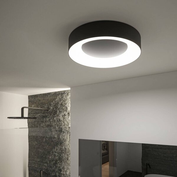 Paulmann Lampa sufitowa LED Smart Casca, czarna, Ø 40 cm, RGBW, IP44 możliwość ściemniania, czarny, salon / jadalnia, metal, nowoczesny