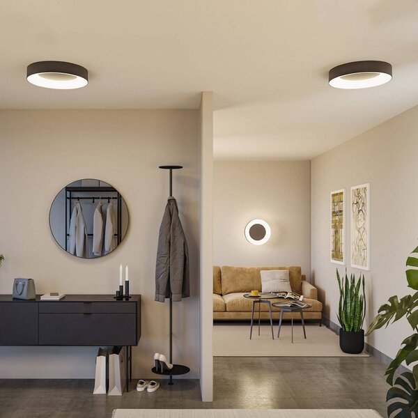 Paulmann Lampa sufitowa LED Smart Casca, czarna, Ø 40 cm, RGBW, IP44 możliwość ściemniania, czarny, salon / jadalnia, metal, nowoczesny
