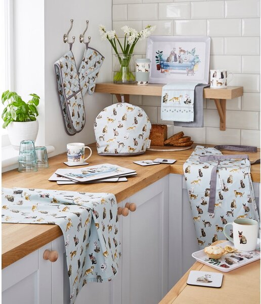 Niebieska bawełniana podwójna łapka Cooksmart ® Curious Cats