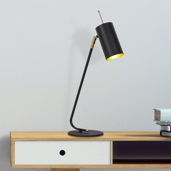 Czarna/w kolorze złota lampa stołowa z metalowym kloszem (wysokość 55 cm) Sivani – Opviq lights