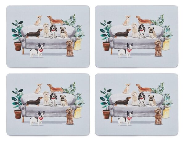 Zestaw 4 korkowych mat stołowych 21.5x29 cm Cooksmart ® Curious Dogs