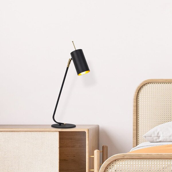Czarna/w kolorze złota lampa stołowa z metalowym kloszem (wysokość 55 cm) Sivani – Opviq lights
