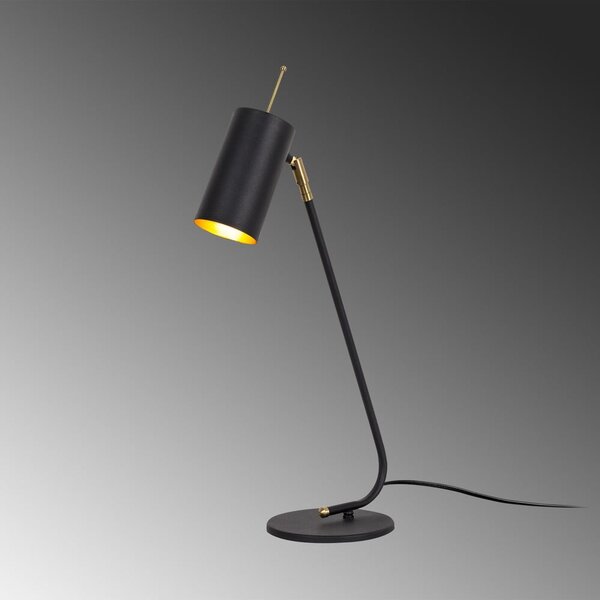 Czarna/w kolorze złota lampa stołowa z metalowym kloszem (wysokość 55 cm) Sivani – Opviq lights