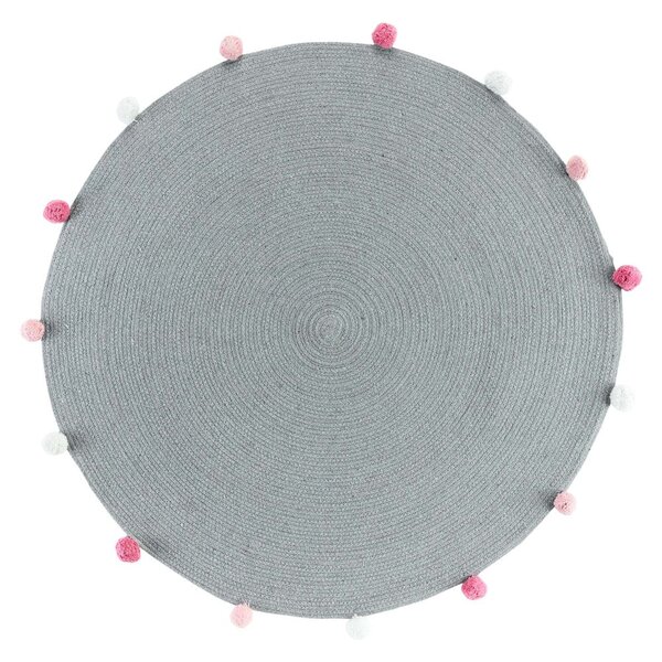 Jasnoszary okrągły dywan ø 90 cm Pompomparty – douceur d'intérieur