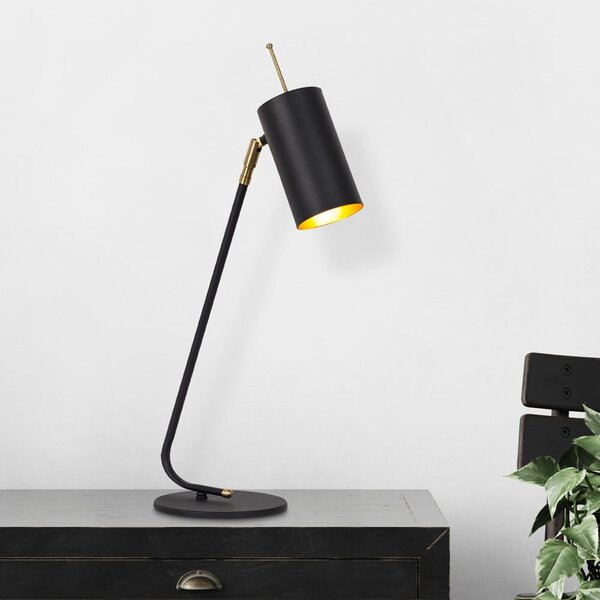 Czarna/w kolorze złota lampa stołowa z metalowym kloszem (wysokość 55 cm) Sivani – Opviq lights