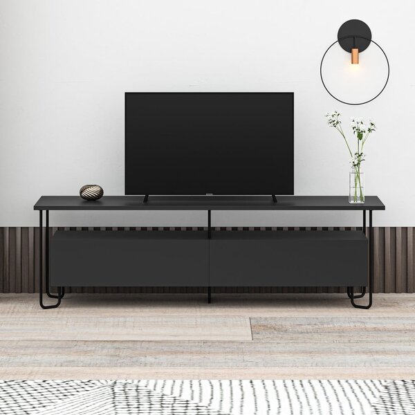 Czarna szafka pod TV 150x45 cm Dilly – Marckeric