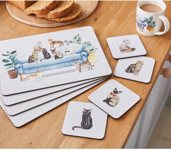 Zestaw 4 korkowych mat stołowych 21.5x29 cm Cooksmart ® Curious Cats