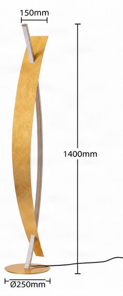 Lampa stojąca LED Marija Lucande, możliwość ściemniania, mosiężny / złoty, salon / jadalnia, metal, nowoczesny