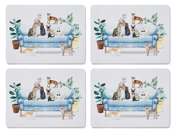 Zestaw 4 korkowych mat stołowych 21.5x29 cm Cooksmart ® Curious Cats