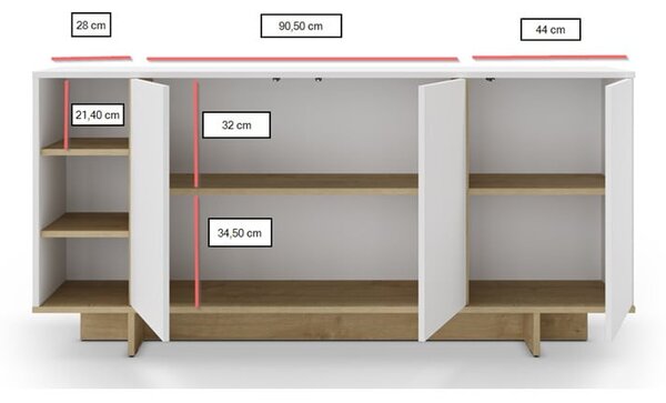 Niska komoda w dekorze dębu 170x80 cm Cequoia – Marckeric