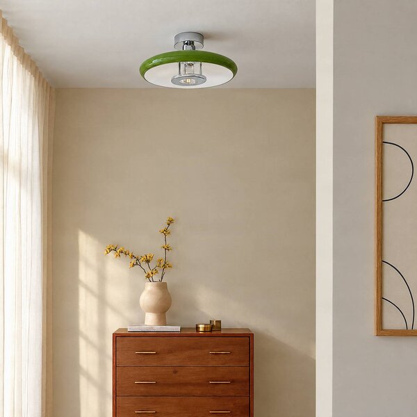 Lampa sufitowa Branford Lindby, możliwość ściemniania, zielony, salon / jadalnia, metal, vintage