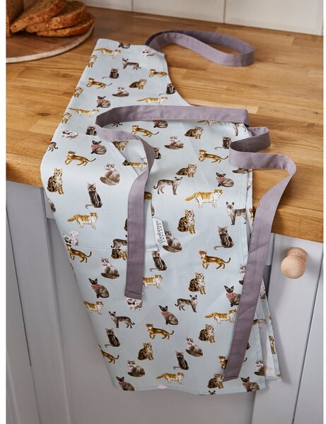 Niebieski bawełniany fartuch Cooksmart ® Curious Cats