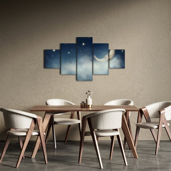 Obraz - Księżyc z gwiazdami (125x70 cm)