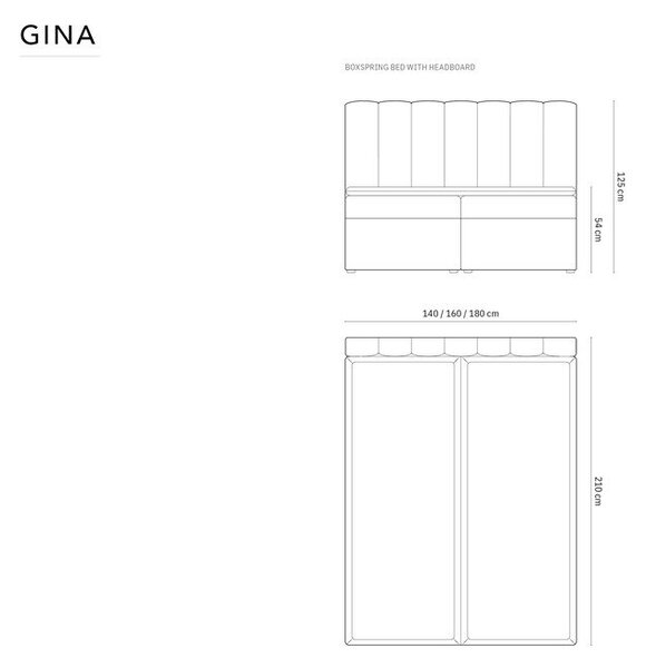 Beżowe łóżko boxspring ze schowkiem 160x200 cm Gina – Milo Casa