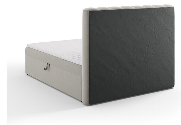 Szare łóżko boxspring ze schowkiem 160x200 cm Gina – Milo Casa