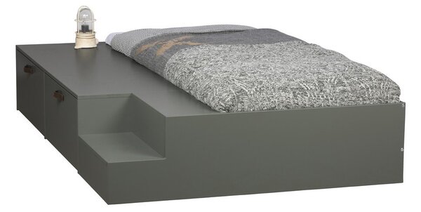 Zielono-szare łóżko dziecięce z litego drewna sosnowego ze schowkiem 80x200 cm Stage – vtwonen