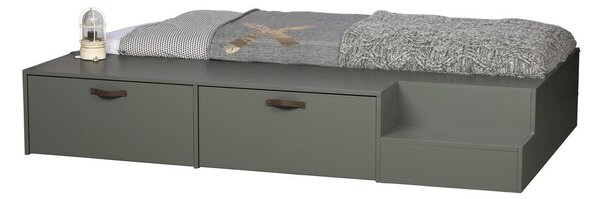 Zielono-szare łóżko dziecięce z litego drewna sosnowego ze schowkiem 80x200 cm Stage – vtwonen