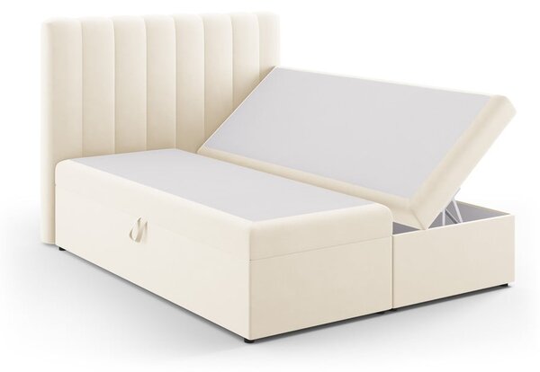 Beżowe łóżko boxspring ze schowkiem 160x200 cm Gina – Milo Casa