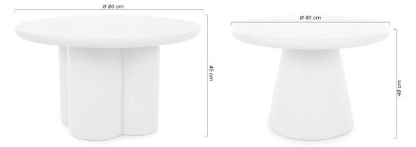 Zestaw stolików kawowych Clav 60 cm i Cylindus 80 cm - beżowy
