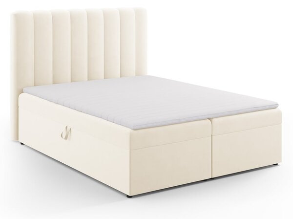 Beżowe łóżko boxspring ze schowkiem 160x200 cm Gina – Milo Casa