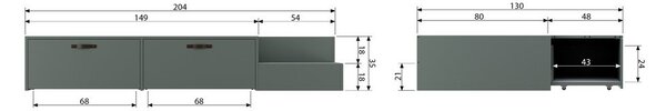 Zielono-szare łóżko dziecięce z litego drewna sosnowego ze schowkiem 80x200 cm Stage – vtwonen