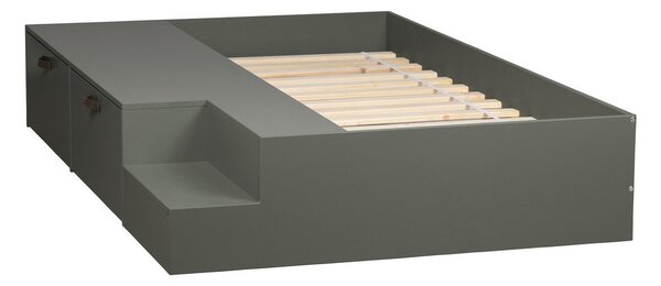 Zielono-szare łóżko dziecięce z litego drewna sosnowego ze schowkiem 80x200 cm Stage – vtwonen