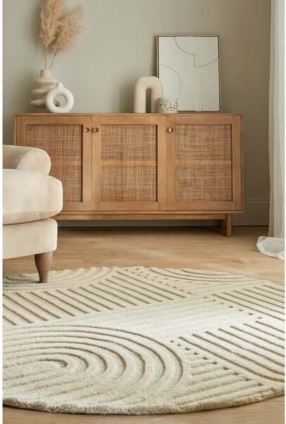 Beżowy okrągły dywan wełniany ø 160 cm Zen Garden – Flair Rugs