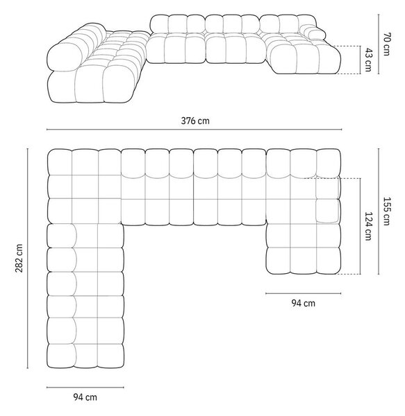 Różowa aksamitna sofa 379 cm Bellis – Micadoni Home