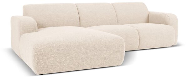 Beżowy narożnik z materiału bouclé (lewostronny) Molino – Micadoni Home