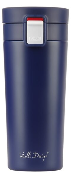 Ciemnoniebieski podróżny kubek termiczny Vialli Design Fuori, 400 ml