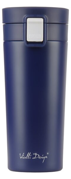 Ciemnoniebieski podróżny kubek termiczny Vialli Design Fuori, 400 ml
