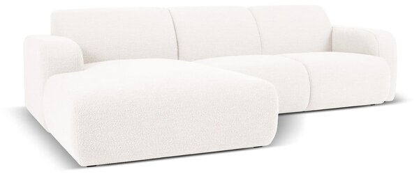 Biały narożnik z materiału bouclé (lewostronny) Molino – Micadoni Home