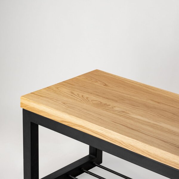 Ławka Metalowa Industrialna Drewno Dębowe SMART SHELF WOOD - LOFT
