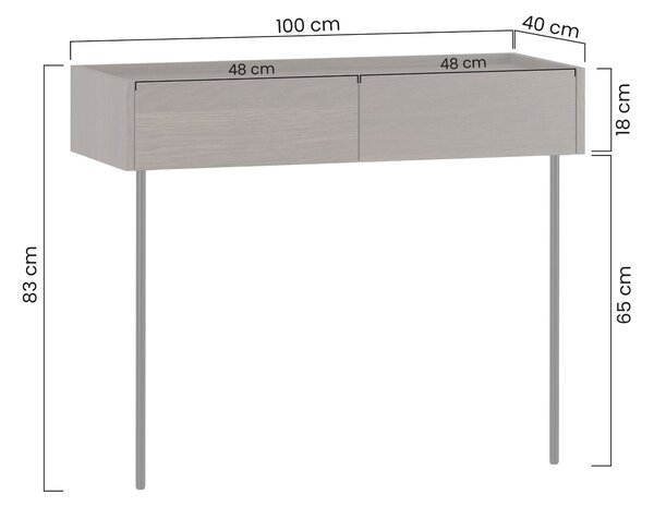 Konsola Dunari 100 cm z szufladami i metalowymi nogami - dąb dunin