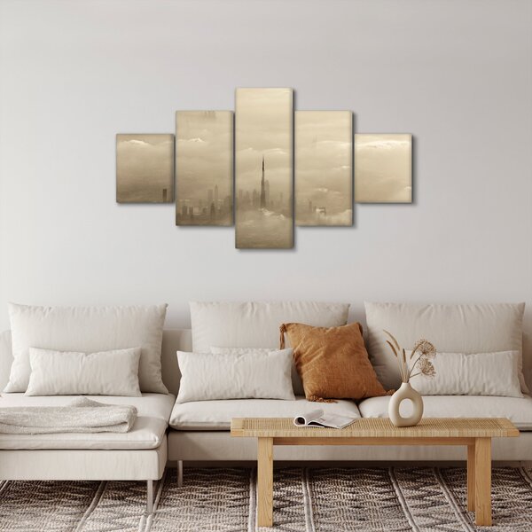 Obraz miasta w chmurach (125x70 cm)