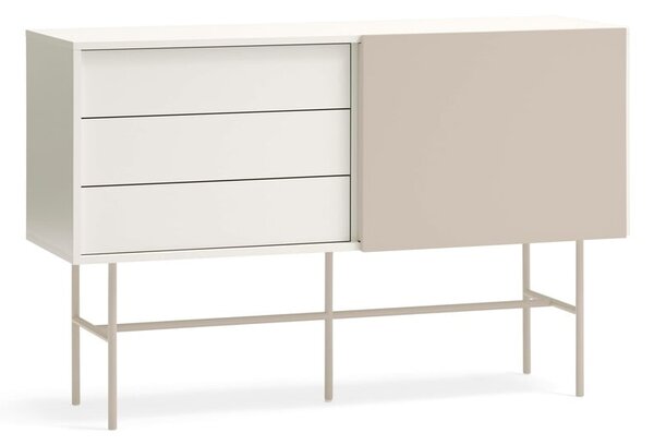 Beżowo-kremowa niska komoda z drzwiami przesuwnymi 140x91 cm Nube – Teulat