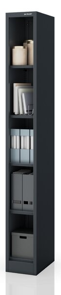 Regał metalowy wąski, archiwizacyjny na dokumenty antracytowy: TIM 250 x 1950 x 400 mm