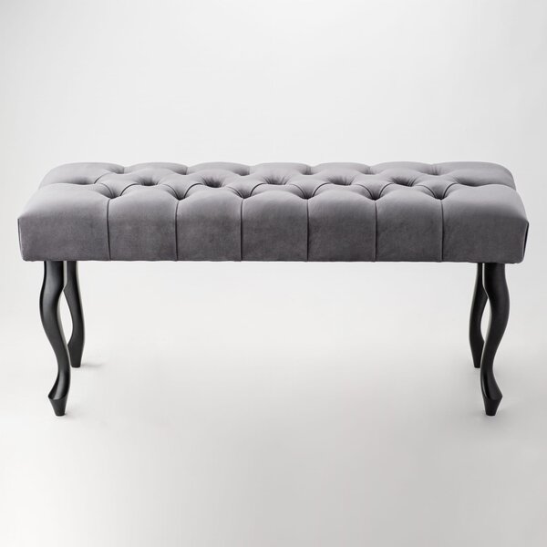 Ławka z panelem ściennym pikowanym Chesterfield Dark Grey