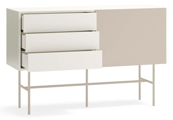 Beżowo-kremowa niska komoda z drzwiami przesuwnymi 140x91 cm Nube – Teulat