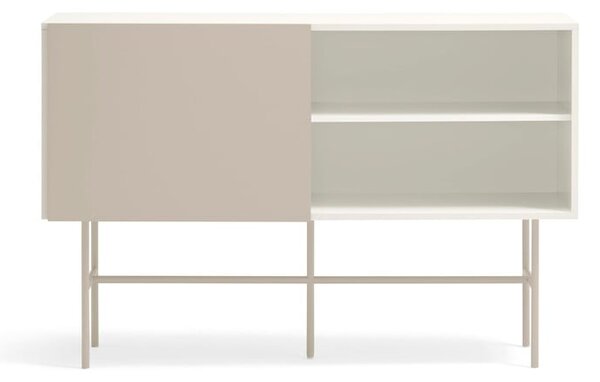 Beżowo-kremowa niska komoda z drzwiami przesuwnymi 140x91 cm Nube – Teulat