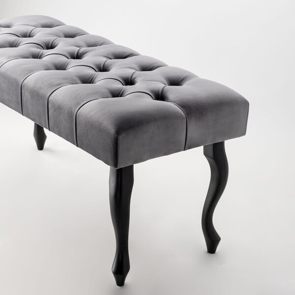 Ławka z panelem ściennym pikowanym Chesterfield Dark Grey