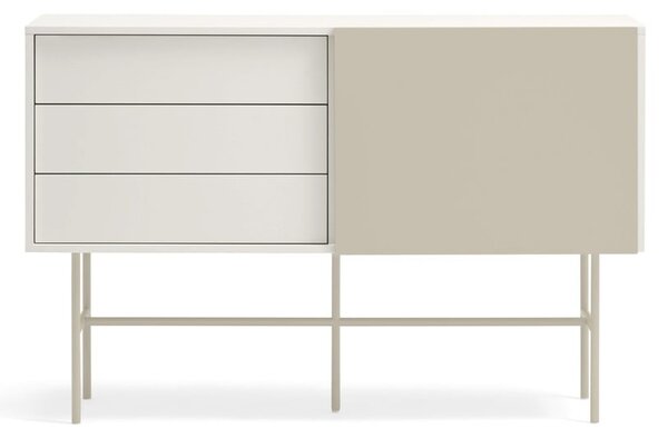 Beżowo-kremowa niska komoda z drzwiami przesuwnymi 140x91 cm Nube – Teulat